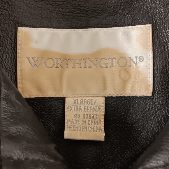Worthington Women's Black Genuine Leather Zip Front Jacket XL Classic Style - Picture 6 of 9